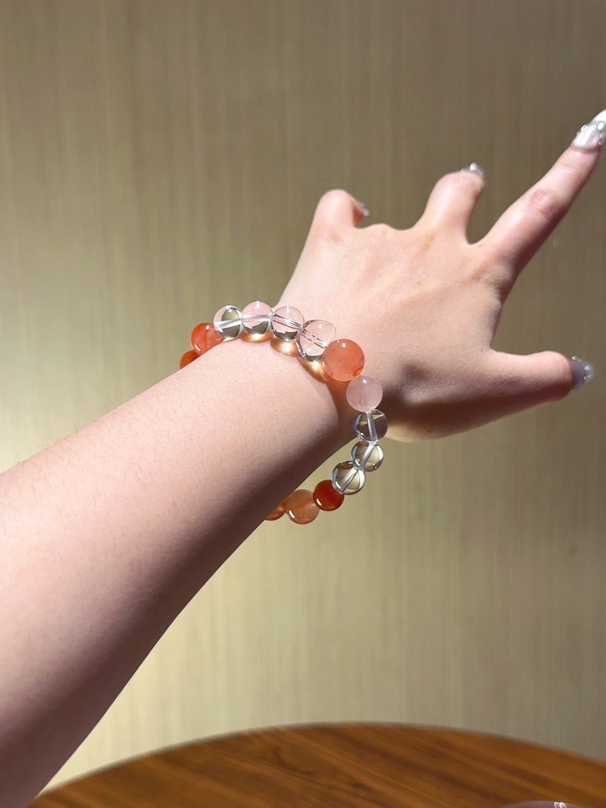 Natural Aloeswood & Clear Quartz Balance Bracelet – Handcrafted Meditation Accessory