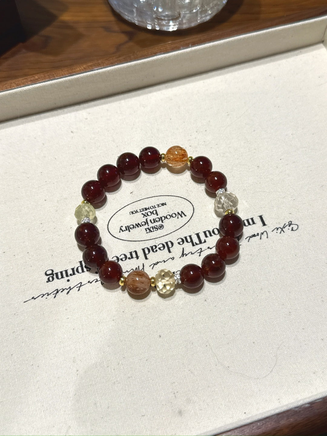 Garnet & Black Gold Super Seven Crystal Bracelet | 9mm Gemstone for Abundance & Vitality | Handcrafted Spiritual Jewelry for Women