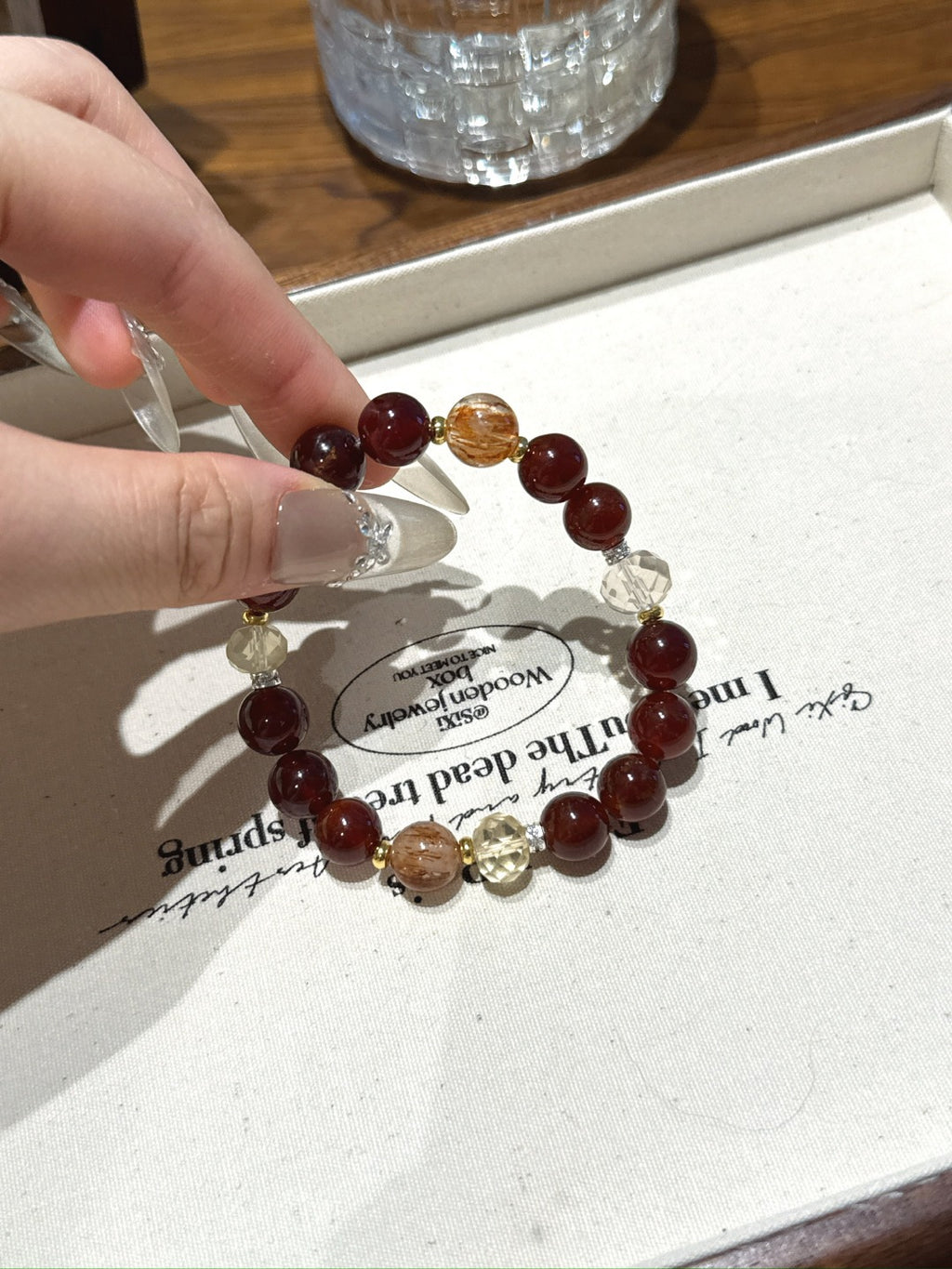 Garnet & Black Gold Super Seven Crystal Bracelet | 9mm Gemstone for Abundance & Vitality | Handcrafted Spiritual Jewelry for Women