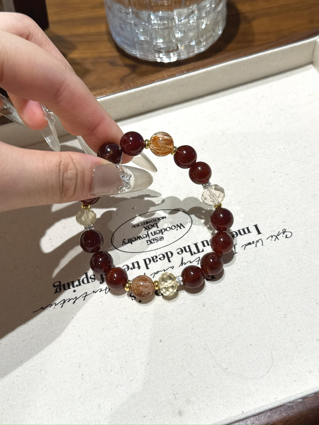 Garnet & Black Gold Super Seven Crystal Bracelet | 9mm Gemstone for Abundance & Vitality | Handcrafted Spiritual Jewelry for Women