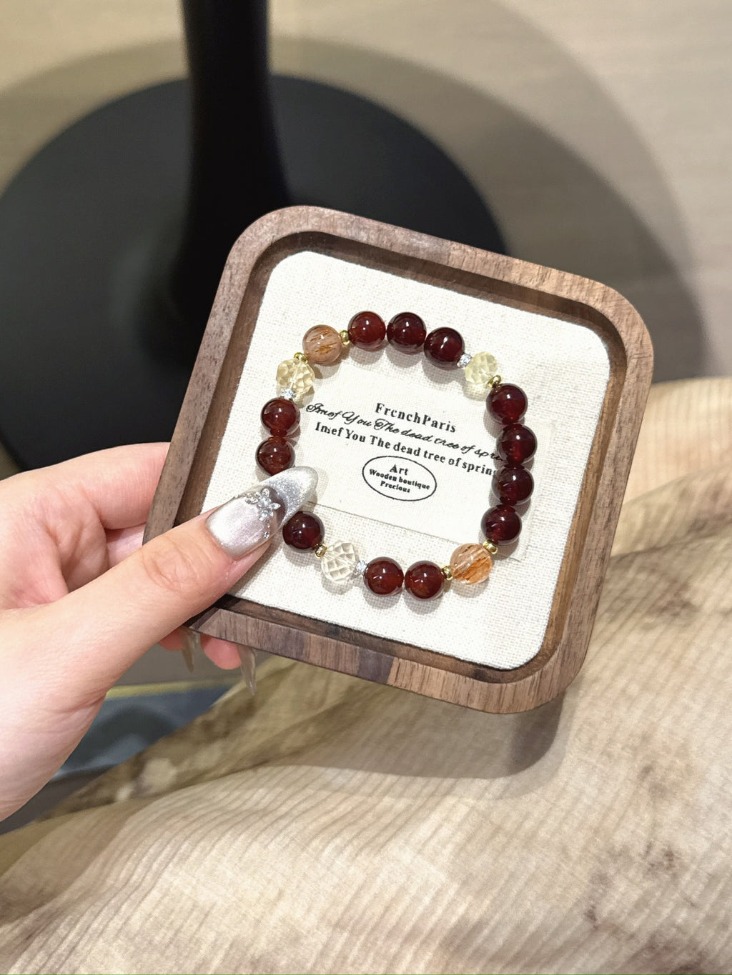 Garnet & Black Gold Super Seven Crystal Bracelet | 9mm Gemstone for Abundance & Vitality | Handcrafted Spiritual Jewelry for Women