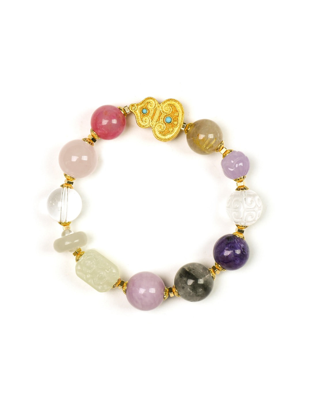 Multi-Treasure Gemstone Bracelet | 10-Gemstone Abundance Crystal | Neo-Chinese Handcrafted Jewelry for Women