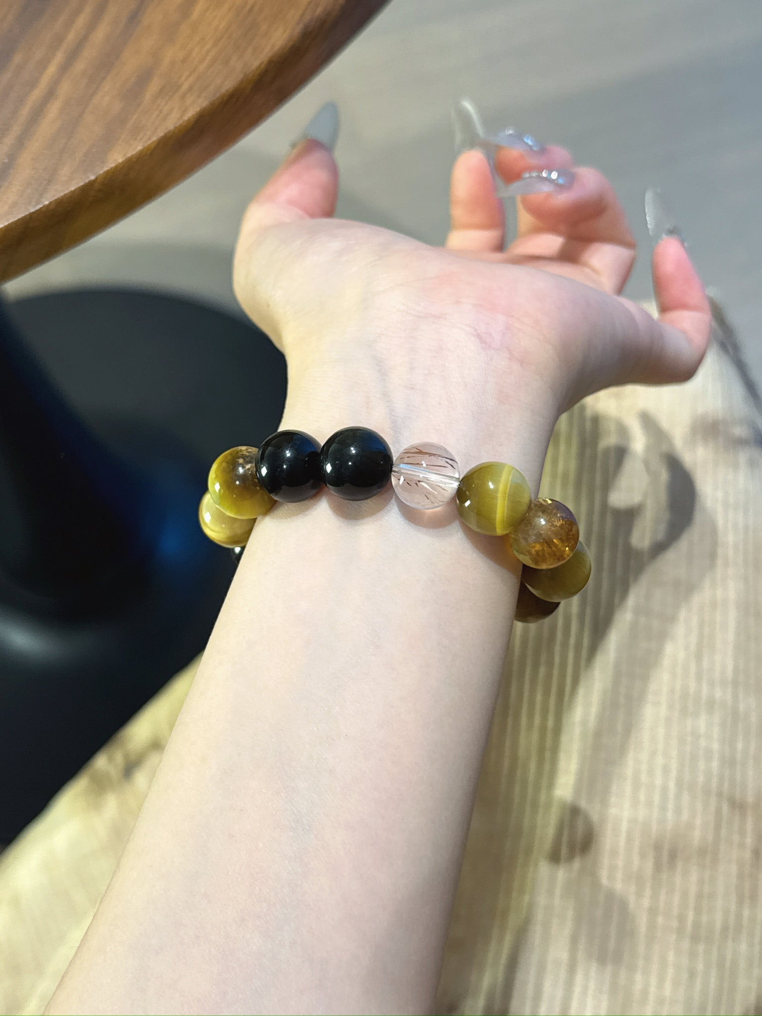 Golden Tiger’s Eye & Black Super Seven Power Bracelet - Wealth Manifestation, Protection & Career Success - Lancie Upre