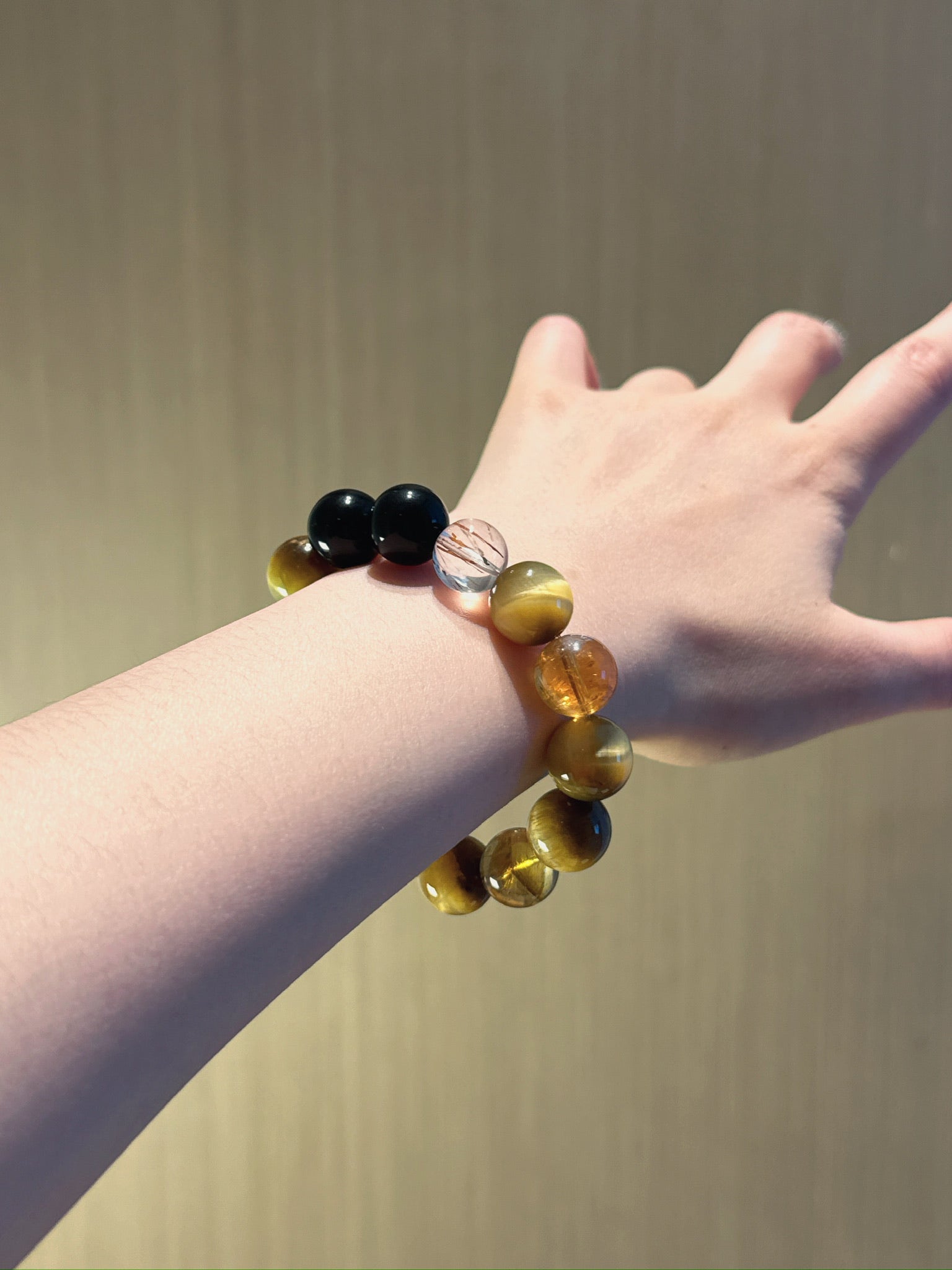 Golden Tiger’s Eye & Black Super Seven Power Bracelet - Wealth Manifestation, Protection & Career Success - Lancie Upre