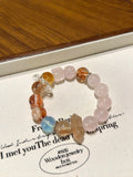 Natural Rose Quartz Crystal Bracelet — Rose Quartz, Aura Quartz, Rabbit-Hair Quartz, Citrine, Aquamarine… | Handmade Crystal Jewelry