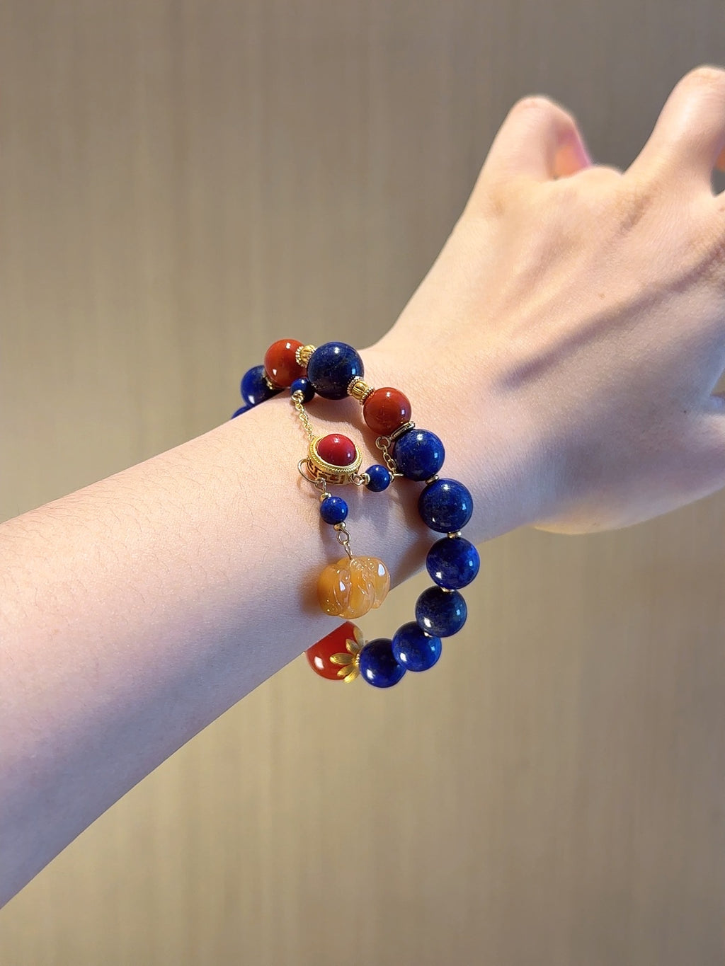 Natural Lapis Lazuli Crystal Bracelet — Lapis Lazuli, Red Agate, Citrine | Handmade Crystal Jewelry