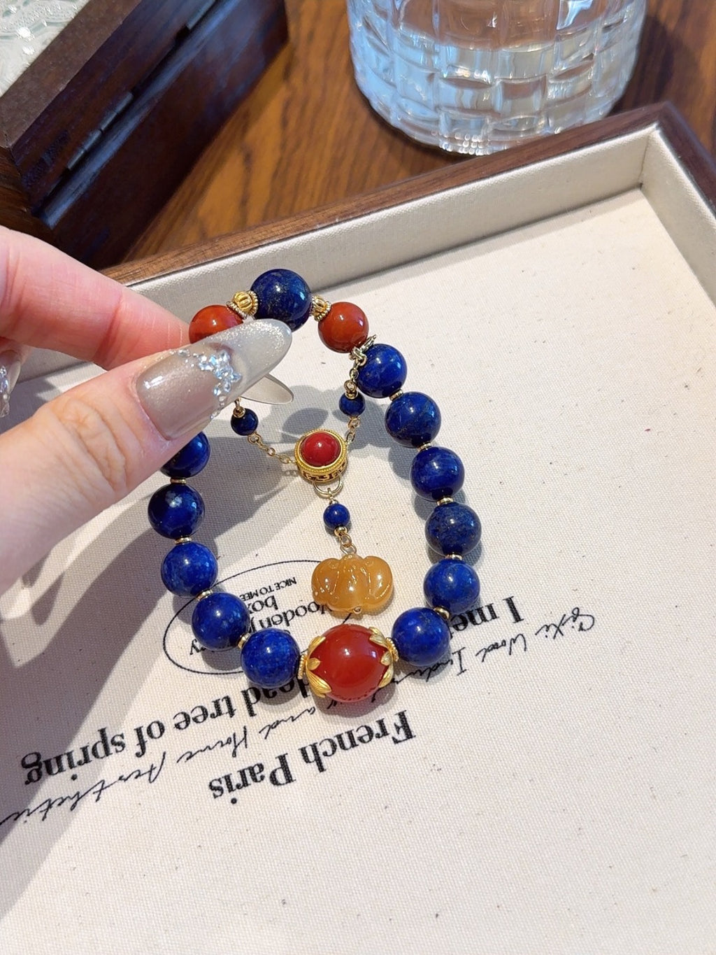 Natural Lapis Lazuli Crystal Bracelet — Lapis Lazuli, Red Agate, Citrine | Handmade Crystal Jewelry