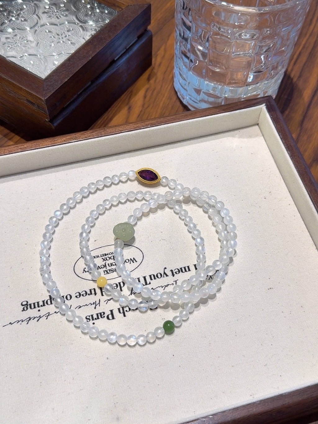 Natural Moonstone Crystal Bracelet — Moonstone, Green Jade, Amber, Hetian Jade, Amethyst | Handmade Crystal Jewelry