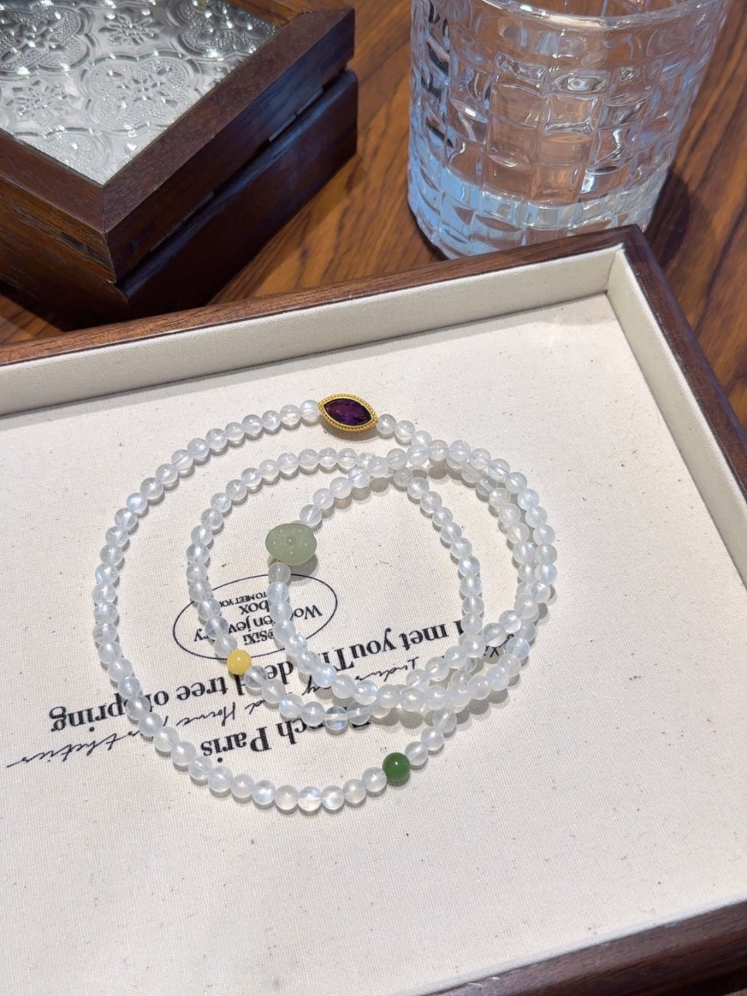 Natural Moonstone Crystal Bracelet — Moonstone, Green Jade, Amber, Hetian Jade, Amethyst | Handmade Crystal Jewelry