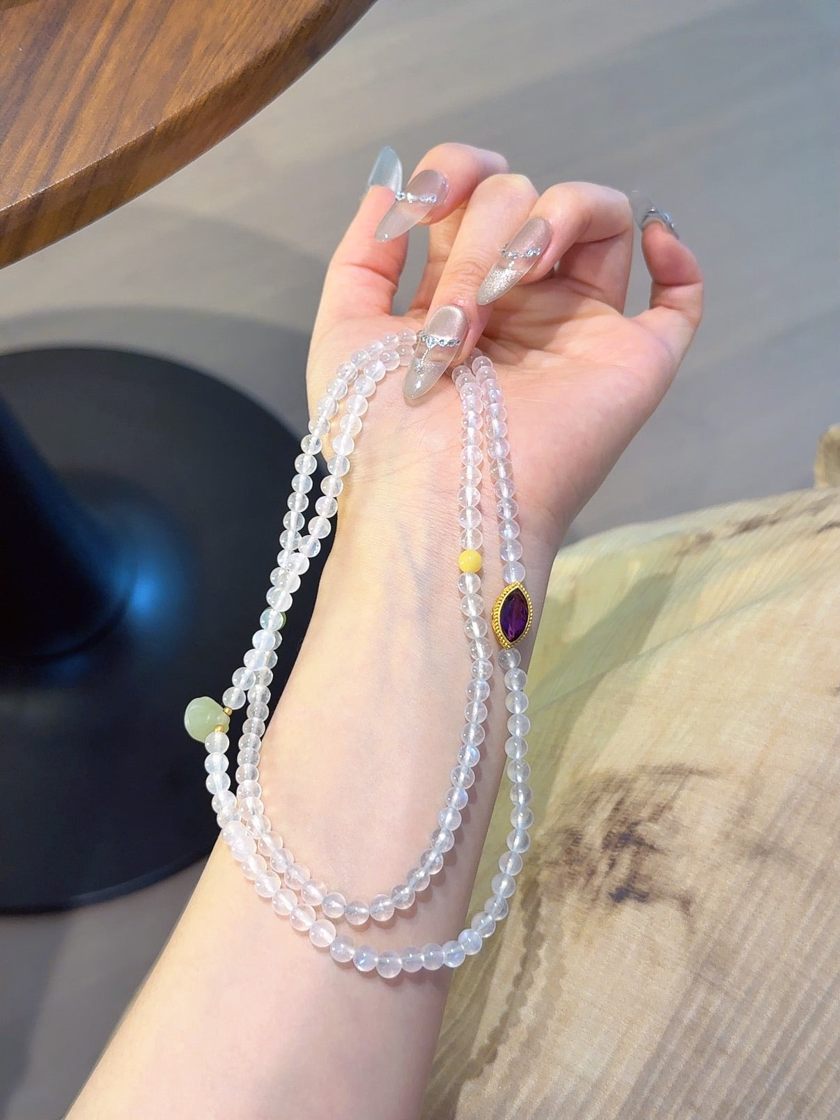 Natural Moonstone Crystal Bracelet — Moonstone, Green Jade, Amber, Hetian Jade, Amethyst | Handmade Crystal Jewelry