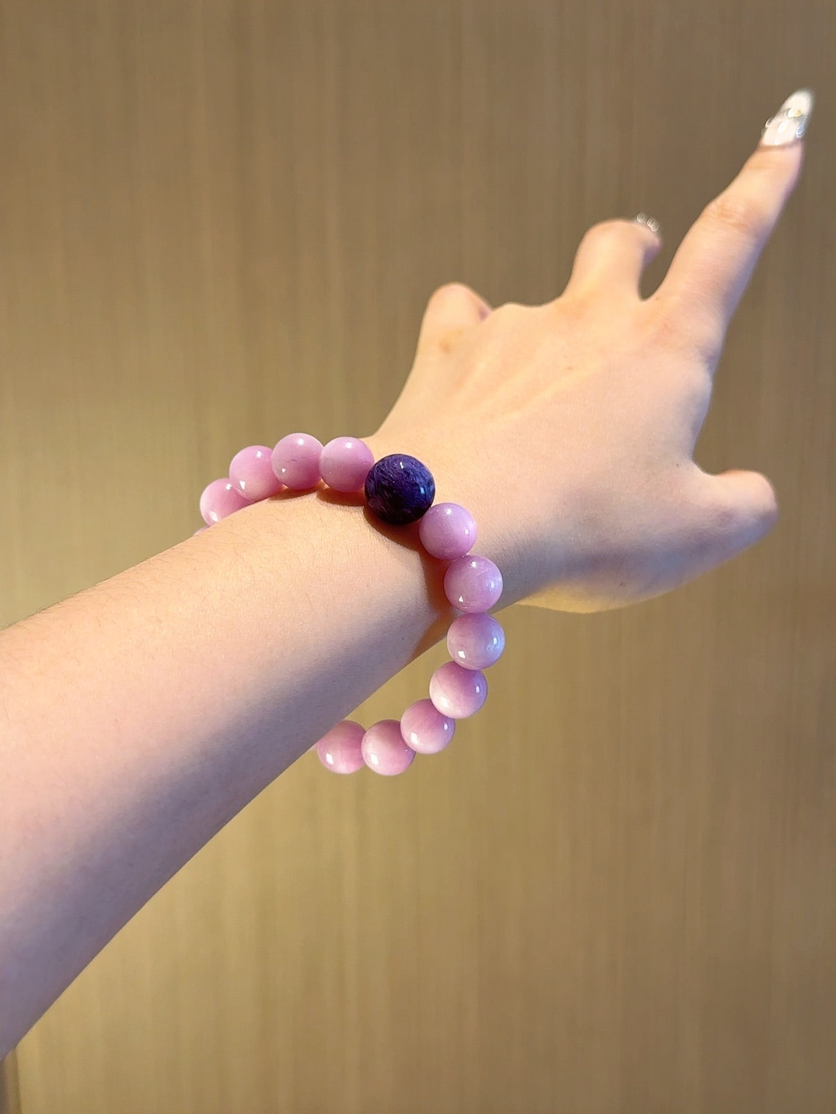 Natural Kunzite Crystal Bracelet — Kunzite, Charoite, Citrine | Handmade Crystal Jewelry
