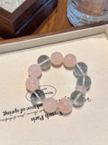 Natural Rose Quartz Crystal Bracelet — Rose Quartz, Clear Quartz | Handmade Crystal Jewelry