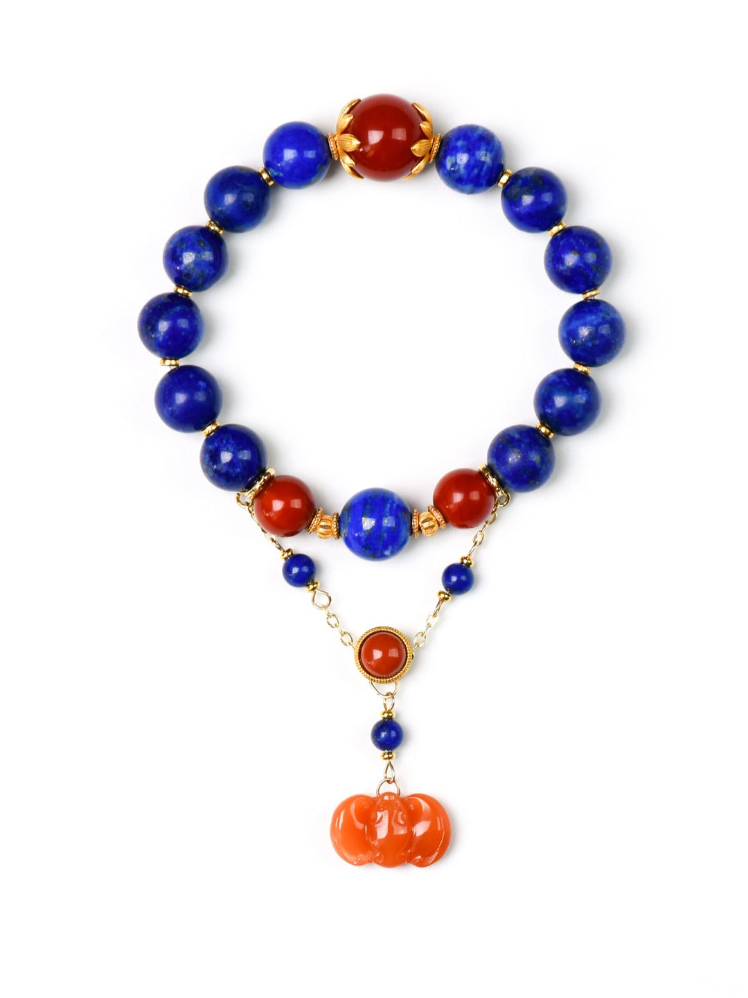Natural Lapis Lazuli Crystal Bracelet — Lapis Lazuli, Red Agate, Citrine | Handmade Crystal Jewelry