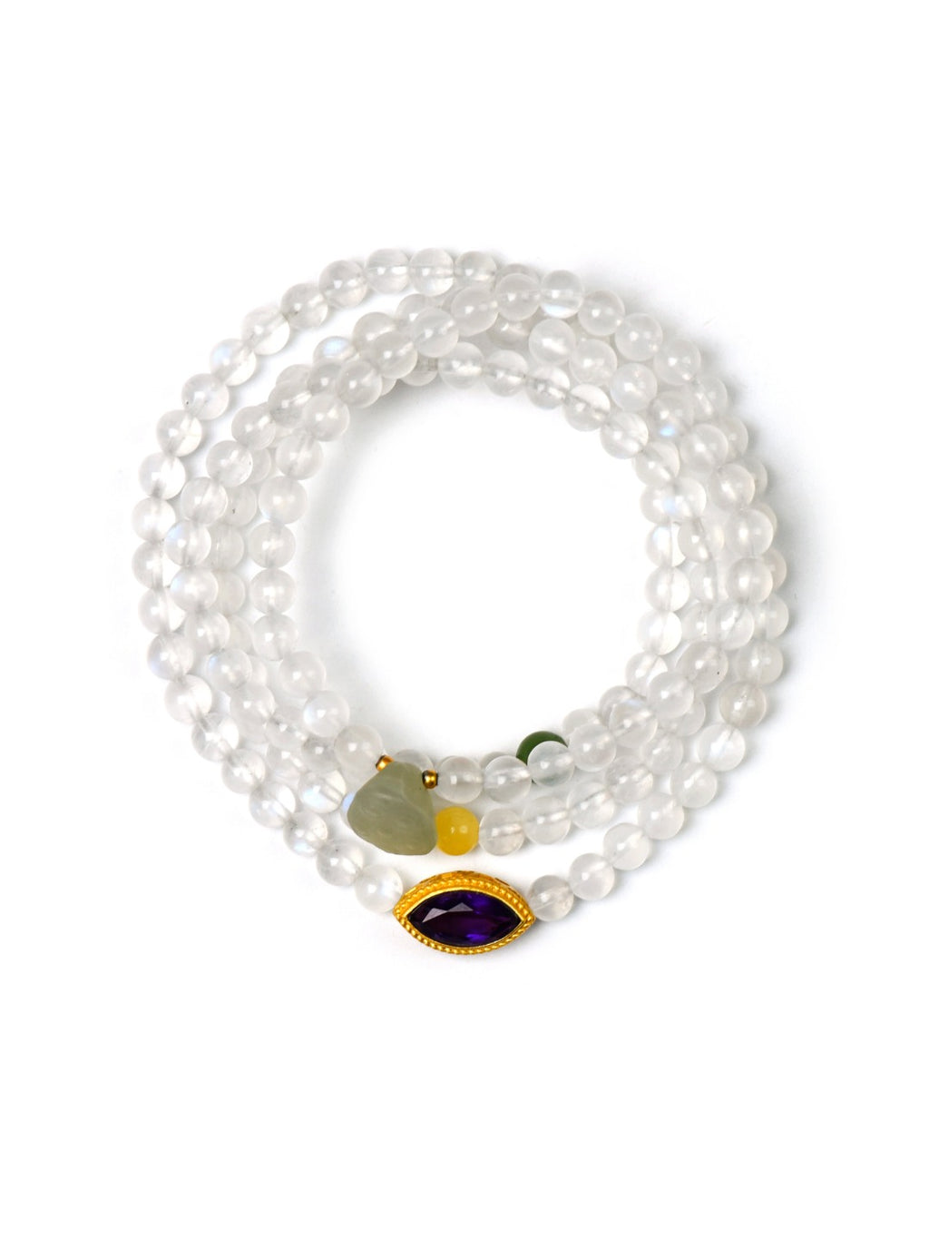 Natural Moonstone Crystal Bracelet — Moonstone, Green Jade, Amber, Hetian Jade, Amethyst | Handmade Crystal Jewelry