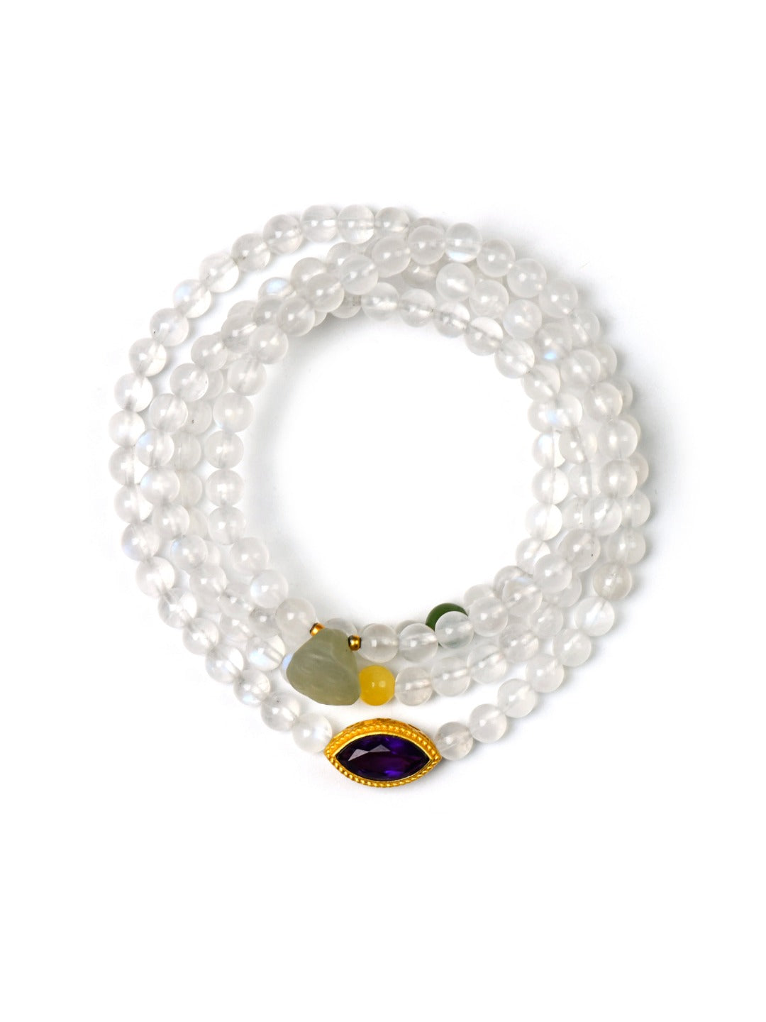 Natural Moonstone Crystal Bracelet — Moonstone, Green Jade, Amber, Hetian Jade, Amethyst | Handmade Crystal Jewelry