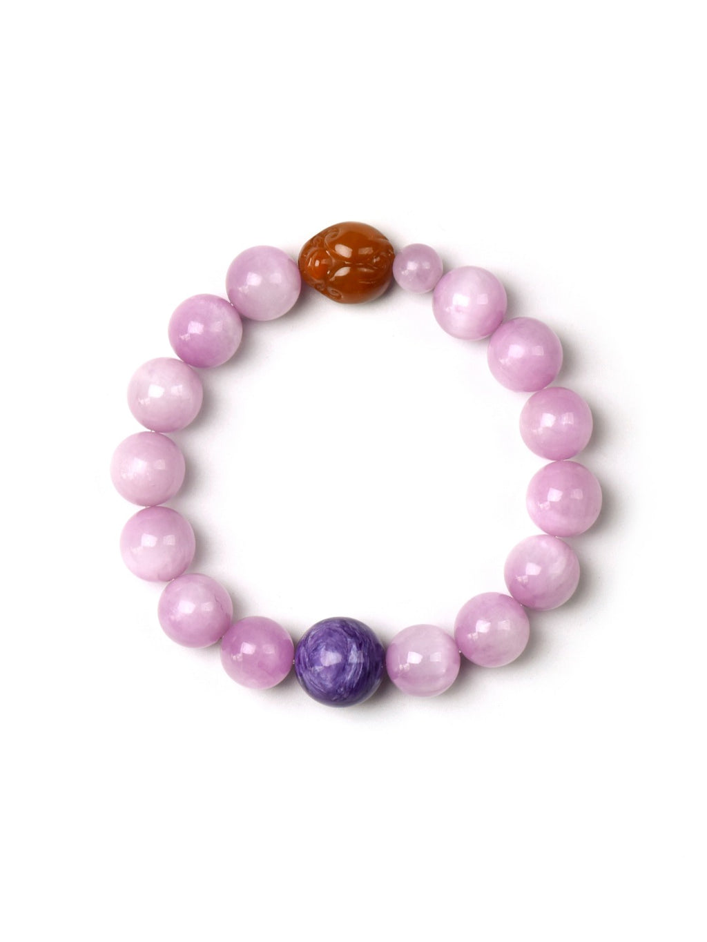 Natural Kunzite Crystal Bracelet — Kunzite, Charoite, Citrine | Handmade Crystal Jewelry