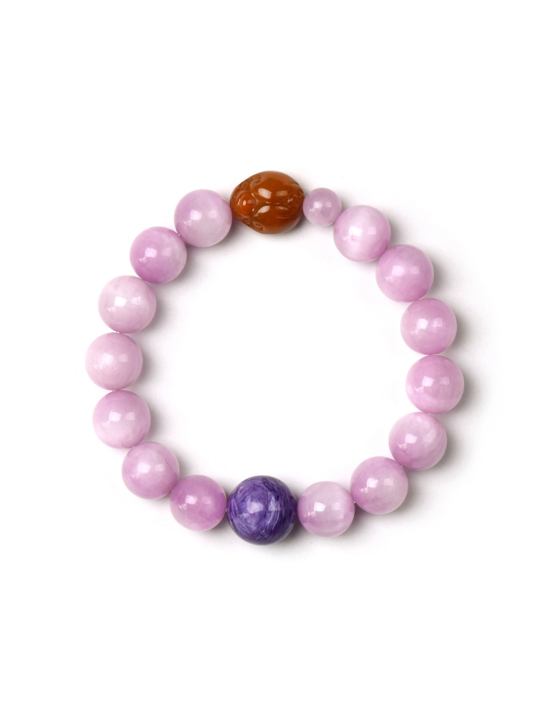 Natural Kunzite Crystal Bracelet — Kunzite, Charoite, Citrine | Handmade Crystal Jewelry