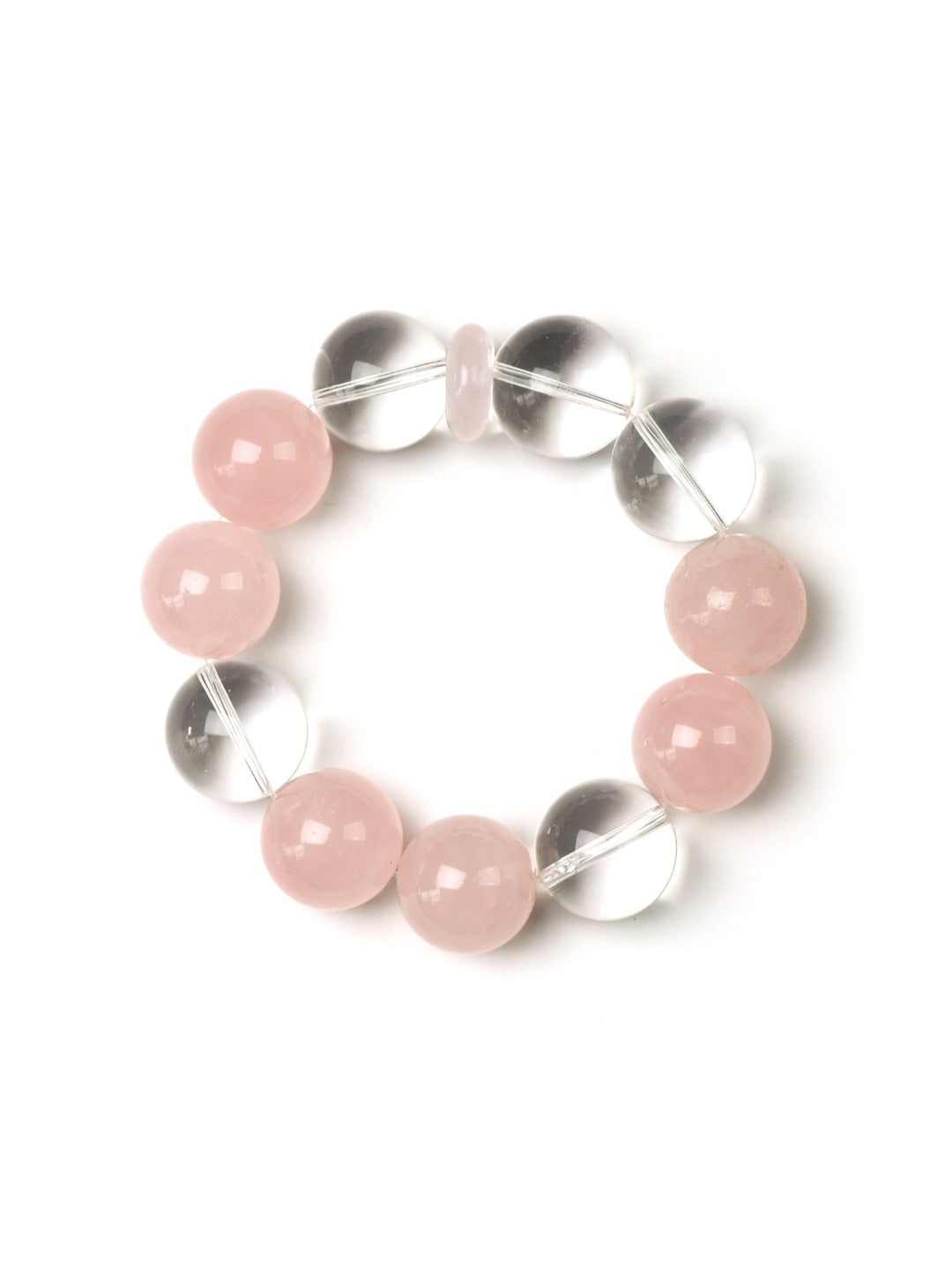 Natural Rose Quartz Crystal Bracelet — Rose Quartz, Clear Quartz | Handmade Crystal Jewelry