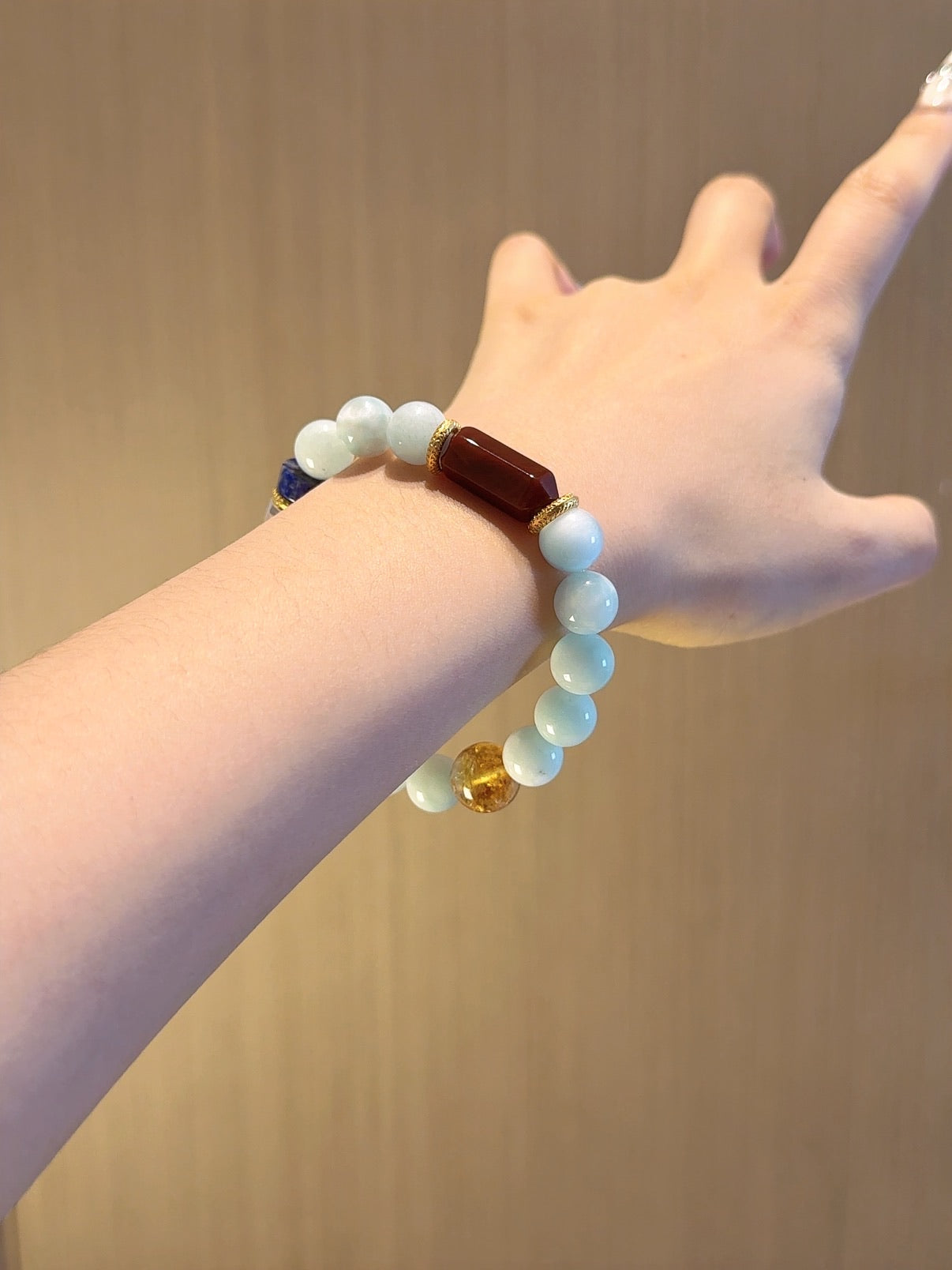 Natural Natural Stone Crystal Bracelet — Natural Stone, Lapis Lazuli, Clear Quartz, Green Jade | Handmade Crystal Jewelry