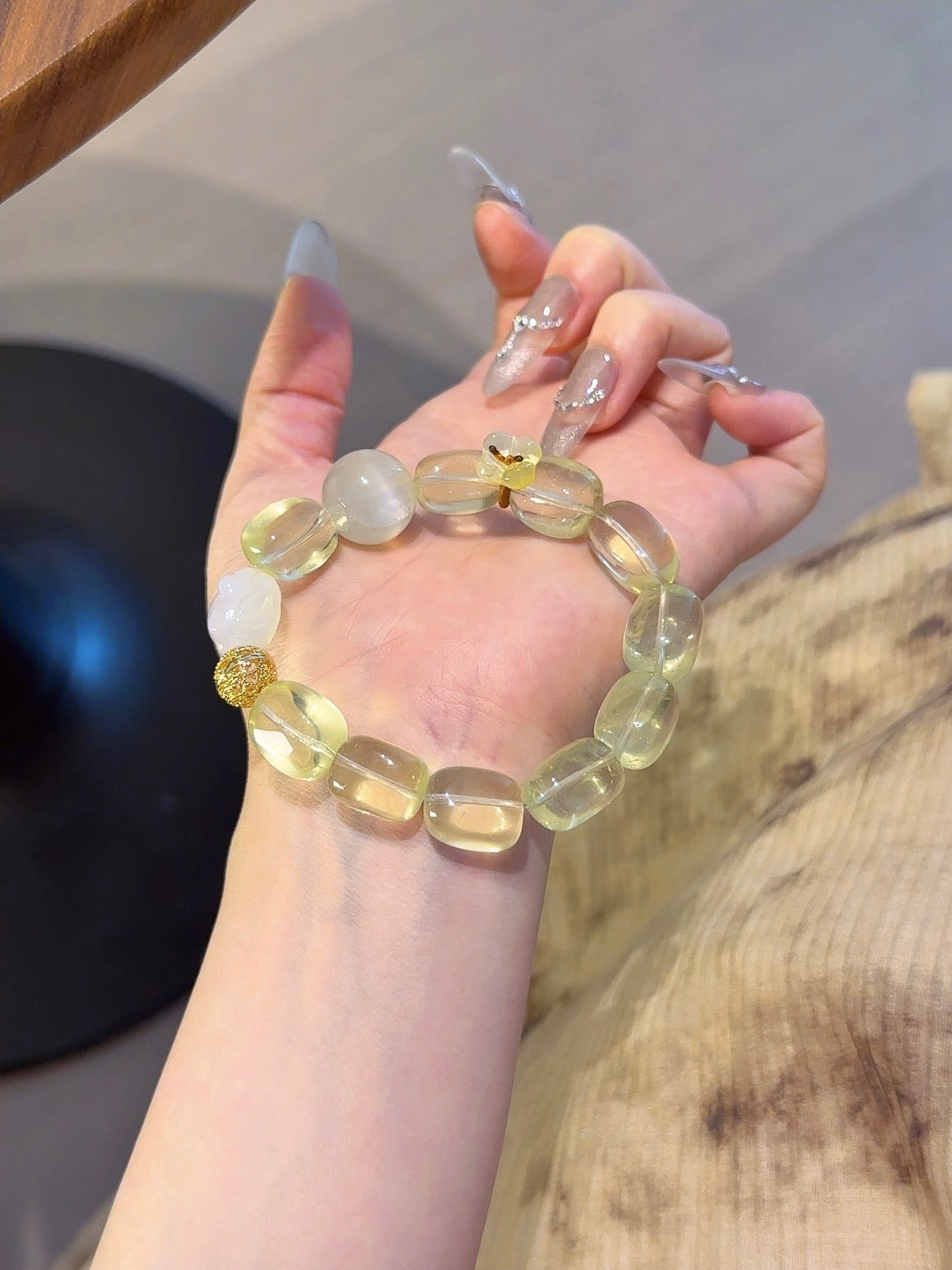 Natural Citrine Crystal Bracelet — Citrine, Sunstone, White Agate | Handmade Crystal Jewelry