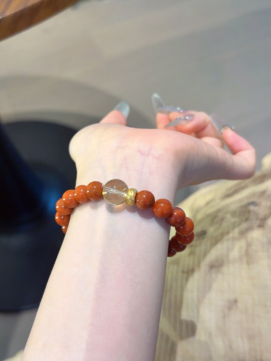 Natural Red Agate Crystal Bracelet — Red Agate, Citrine | Handmade Crystal Jewelry