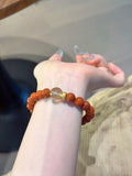 Natural Red Agate Crystal Bracelet — Red Agate, Citrine | Handmade Crystal Jewelry