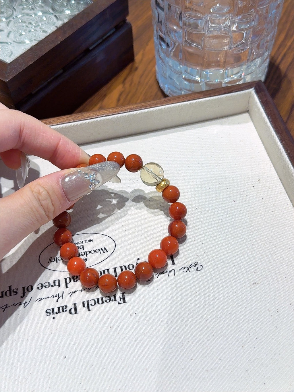 Natural Red Agate Crystal Bracelet — Red Agate, Citrine | Handmade Crystal Jewelry