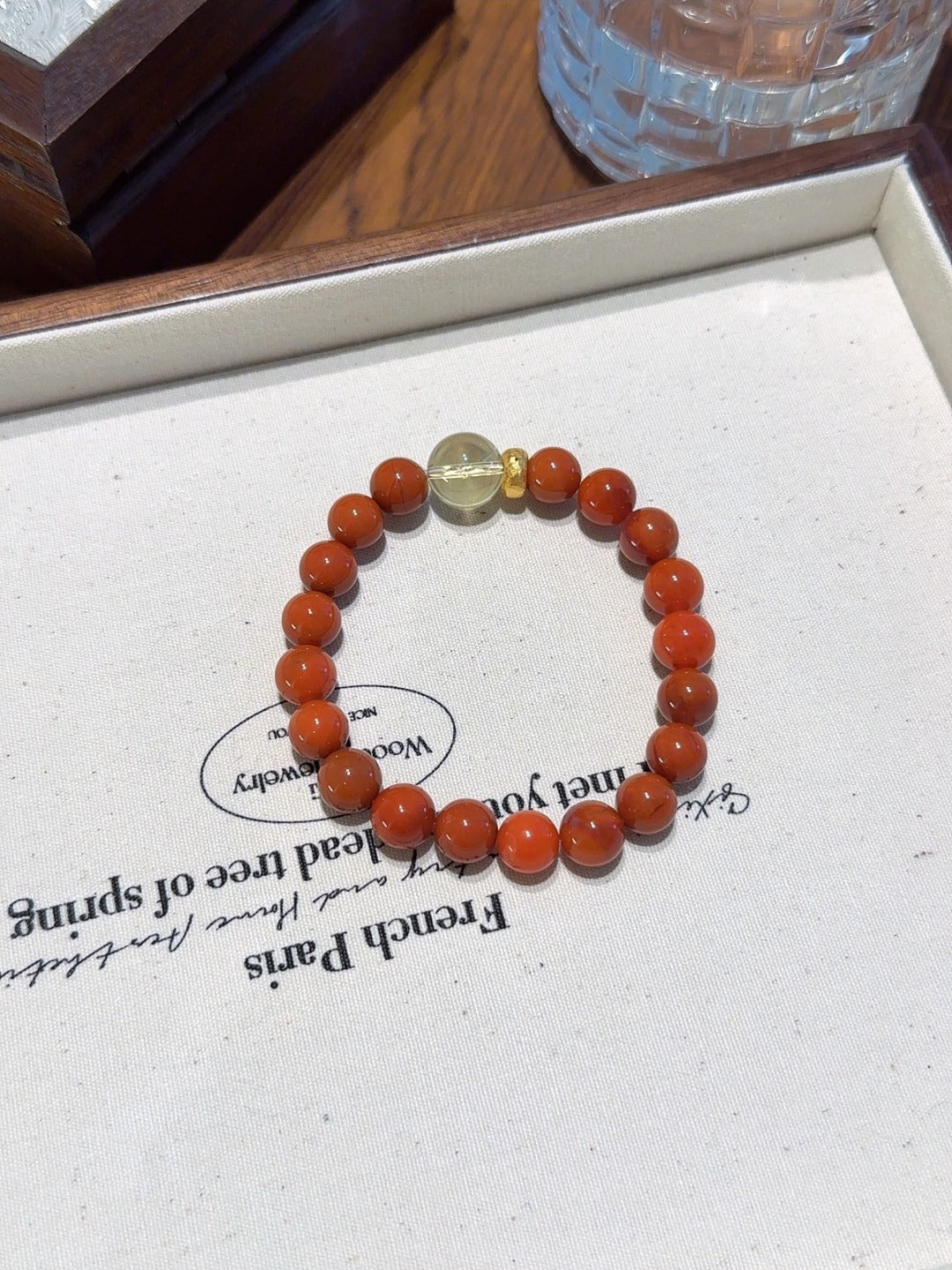 Natural Red Agate Crystal Bracelet — Red Agate, Citrine | Handmade Crystal Jewelry