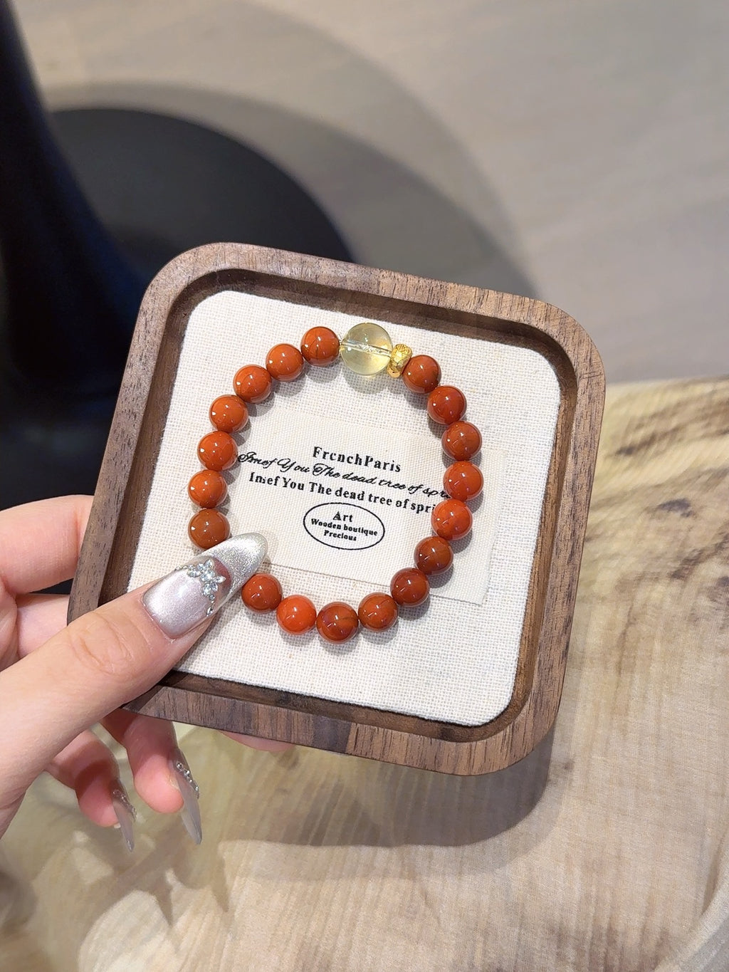 Natural Red Agate Crystal Bracelet — Red Agate, Citrine | Handmade Crystal Jewelry