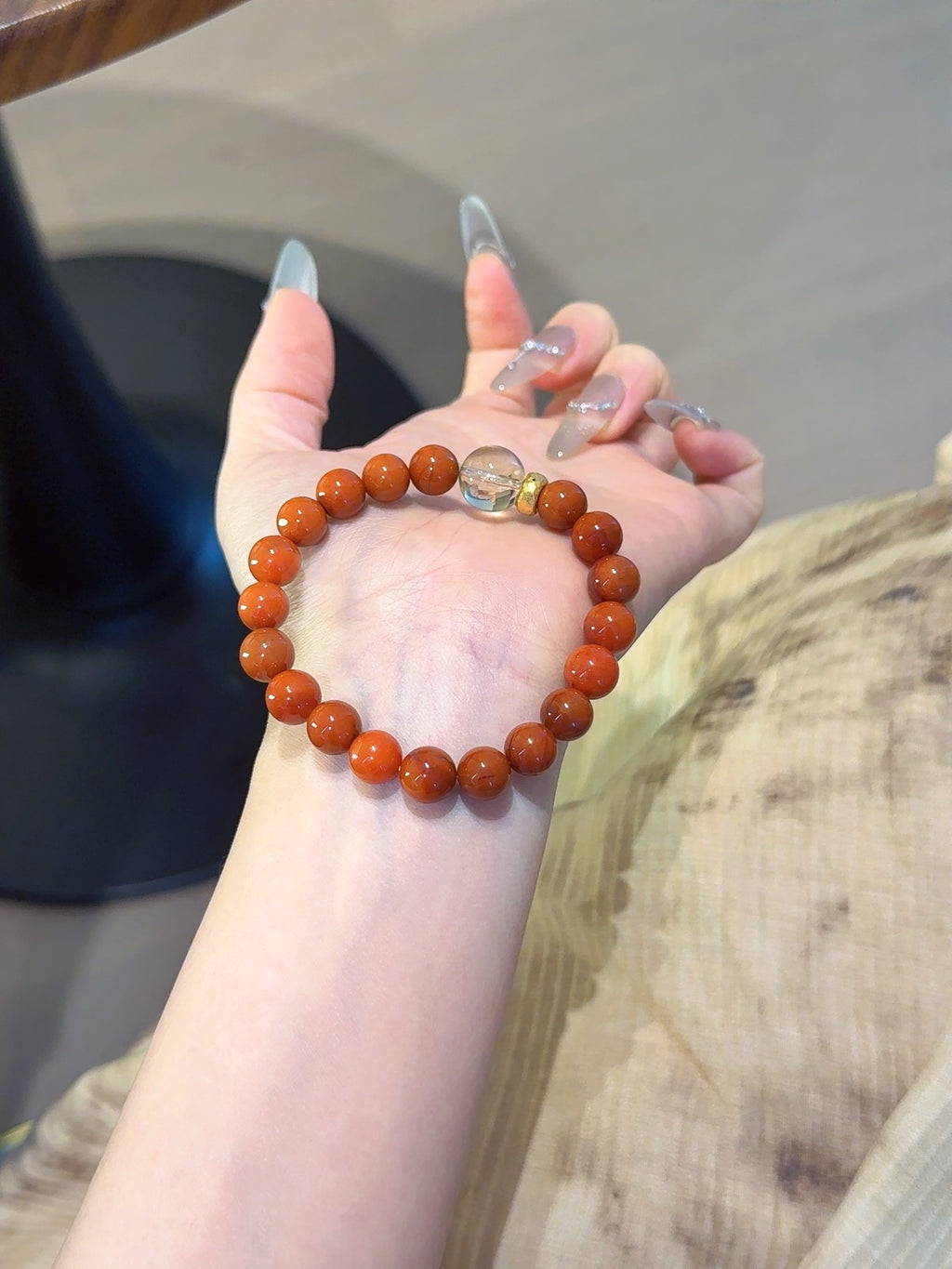 Natural Red Agate Crystal Bracelet — Red Agate, Citrine | Handmade Crystal Jewelry