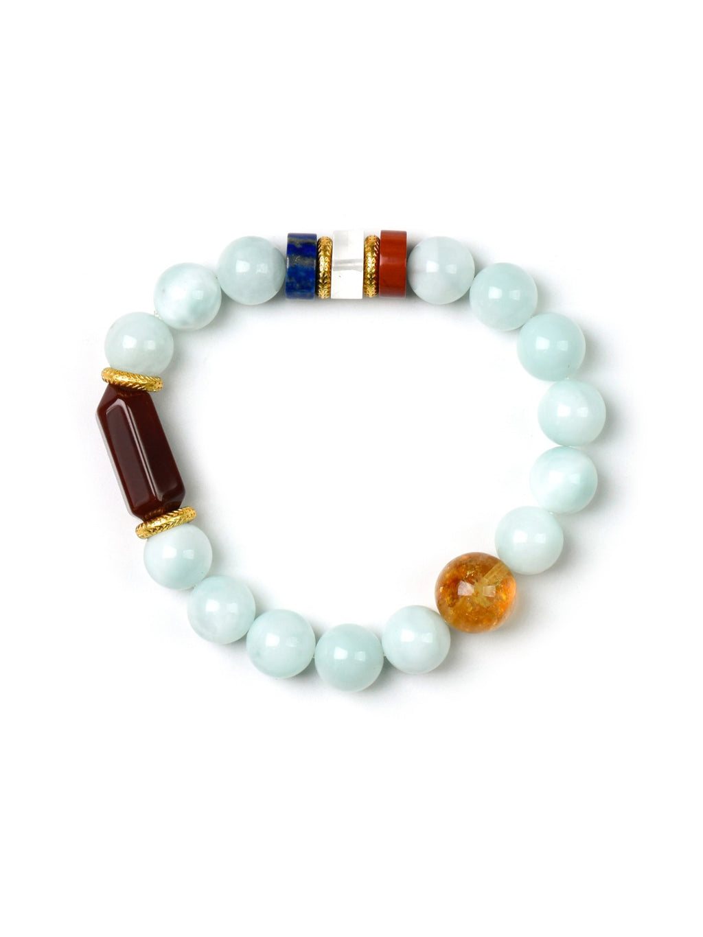 Natural Natural Stone Crystal Bracelet — Natural Stone, Lapis Lazuli, Clear Quartz, Green Jade | Handmade Crystal Jewelry