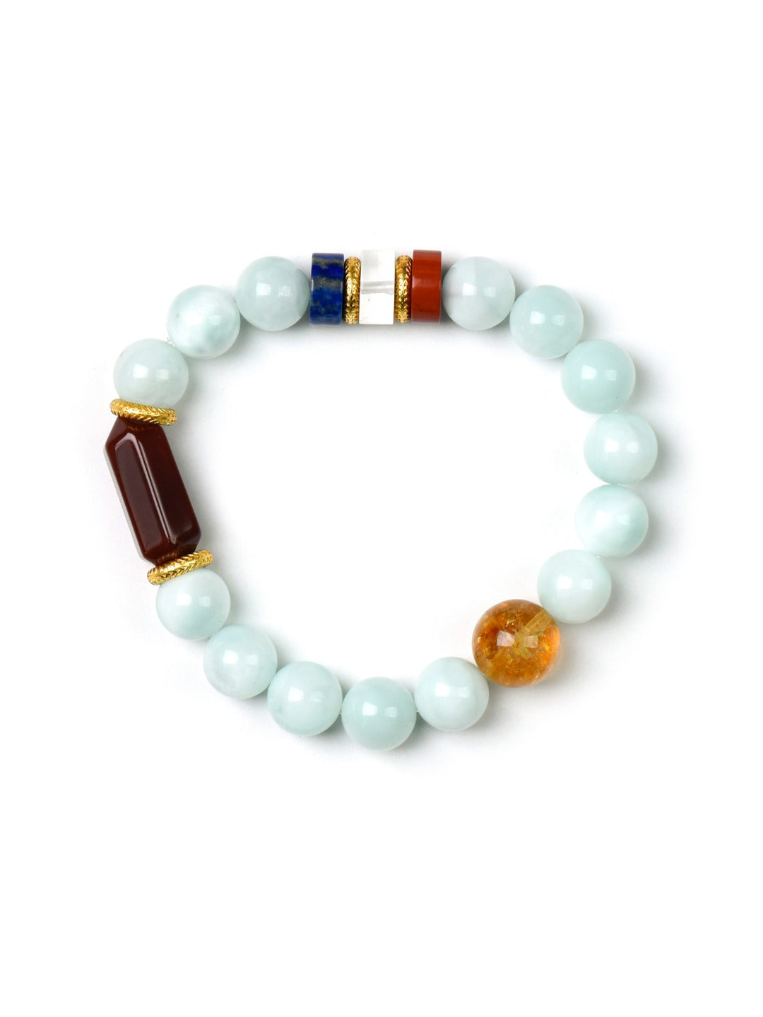 Natural Natural Stone Crystal Bracelet — Natural Stone, Lapis Lazuli, Clear Quartz, Green Jade | Handmade Crystal Jewelry