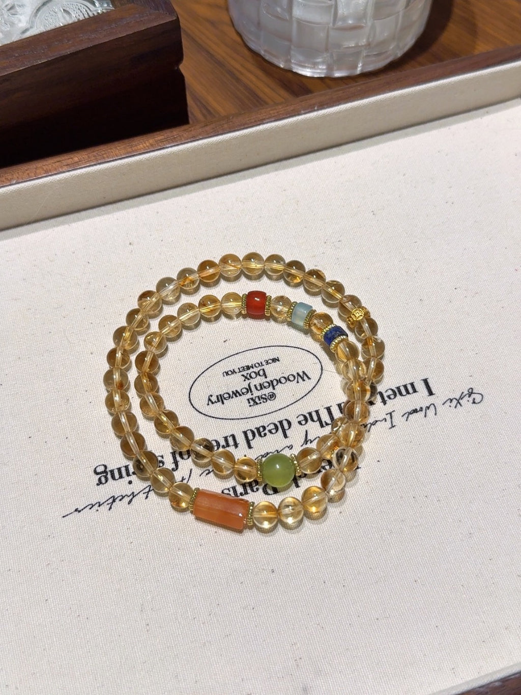 Natural Citrine Crystal Bracelet — Citrine, Red Agate, Xiuyan Jade | Handmade Crystal Jewelry