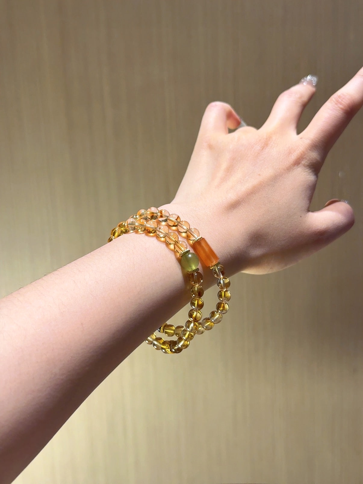 Natural Citrine Crystal Bracelet — Citrine, Red Agate, Xiuyan Jade | Handmade Crystal Jewelry