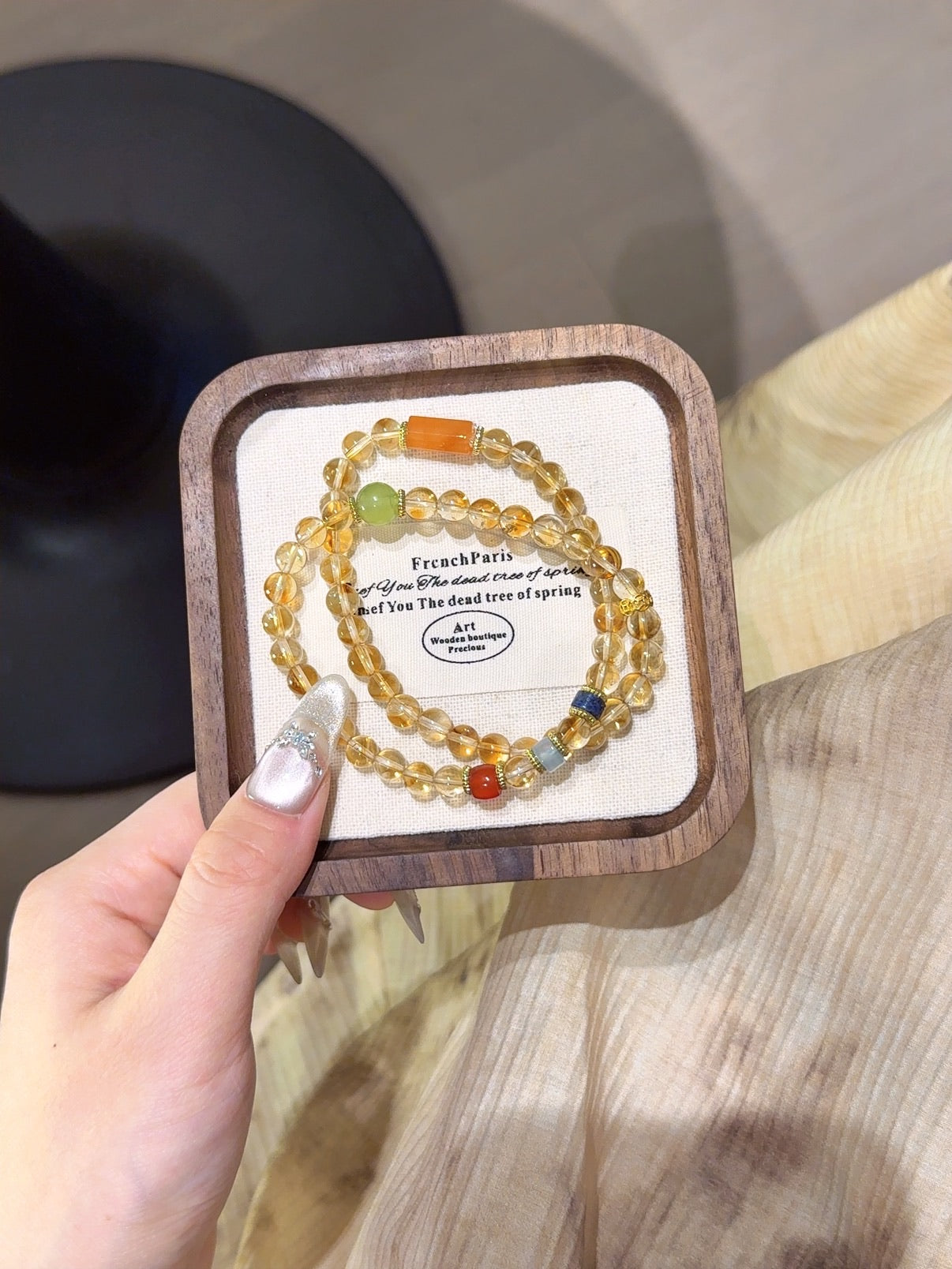Natural Citrine Crystal Bracelet — Citrine, Red Agate, Xiuyan Jade | Handmade Crystal Jewelry