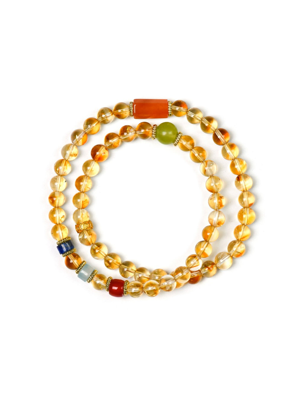 Natural Citrine Crystal Bracelet — Citrine, Red Agate, Xiuyan Jade | Handmade Crystal Jewelry