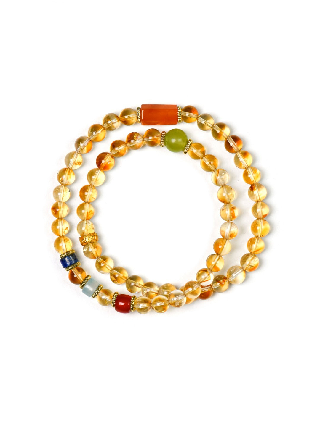 Natural Citrine Crystal Bracelet — Citrine, Red Agate, Xiuyan Jade | Handmade Crystal Jewelry