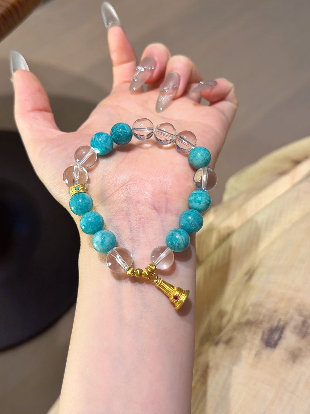 Natural Amazonite Crystal Bracelet — Amazonite, Clear Quartz | Handmade Crystal Jewelry