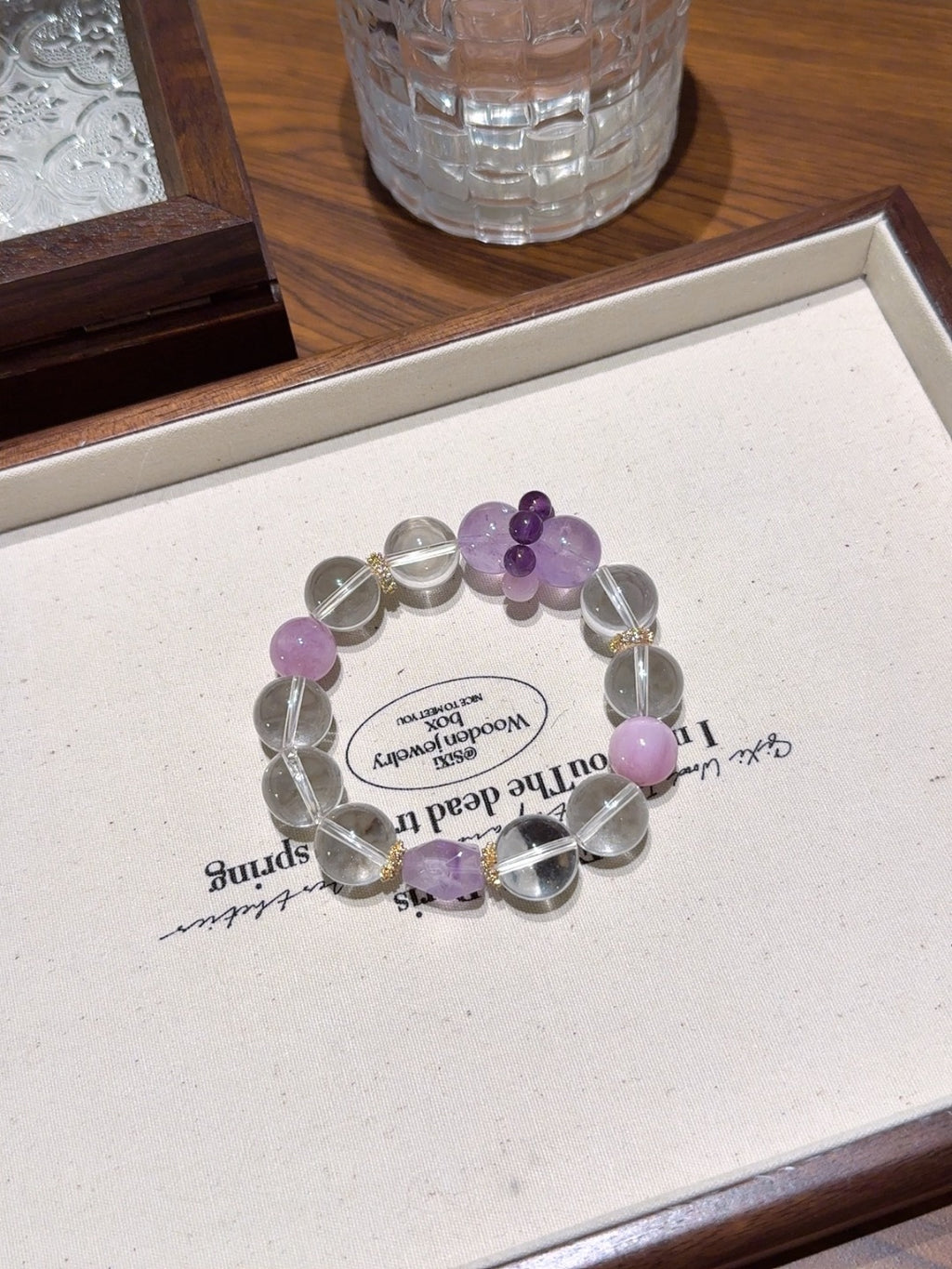 Natural Clear Quartz Crystal Bracelet — Clear Quartz, Amethyst, Kunzite | Handmade Crystal Jewelry