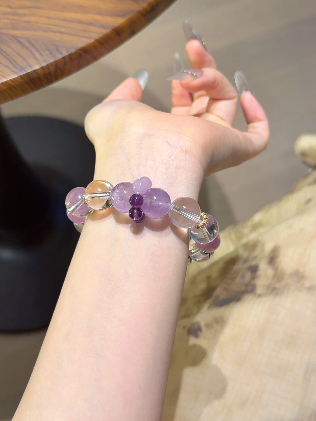 Natural Clear Quartz Crystal Bracelet — Clear Quartz, Amethyst, Kunzite | Handmade Crystal Jewelry