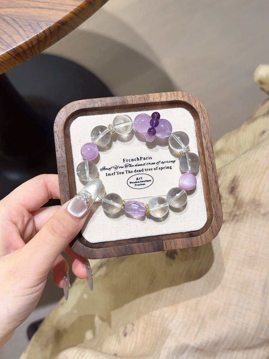 Natural Clear Quartz Crystal Bracelet — Clear Quartz, Amethyst, Kunzite | Handmade Crystal Jewelry