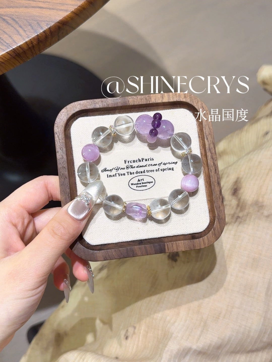Natural Clear Quartz Crystal Bracelet — Clear Quartz, Amethyst, Kunzite | Handmade Crystal Jewelry