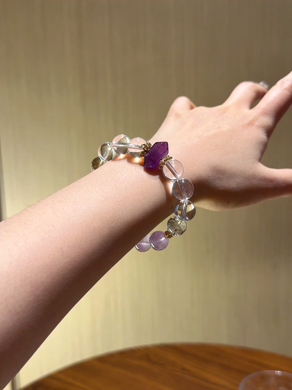 Natural Amethyst Crystal Bracelet — Amethyst, Clear Quartz, Black Obsidian | Handmade Crystal Jewelry