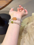 Natural Red Agate Crystal Bracelet — Red Agate, Clear Quartz, Aquamarine | Handmade Crystal Jewelry