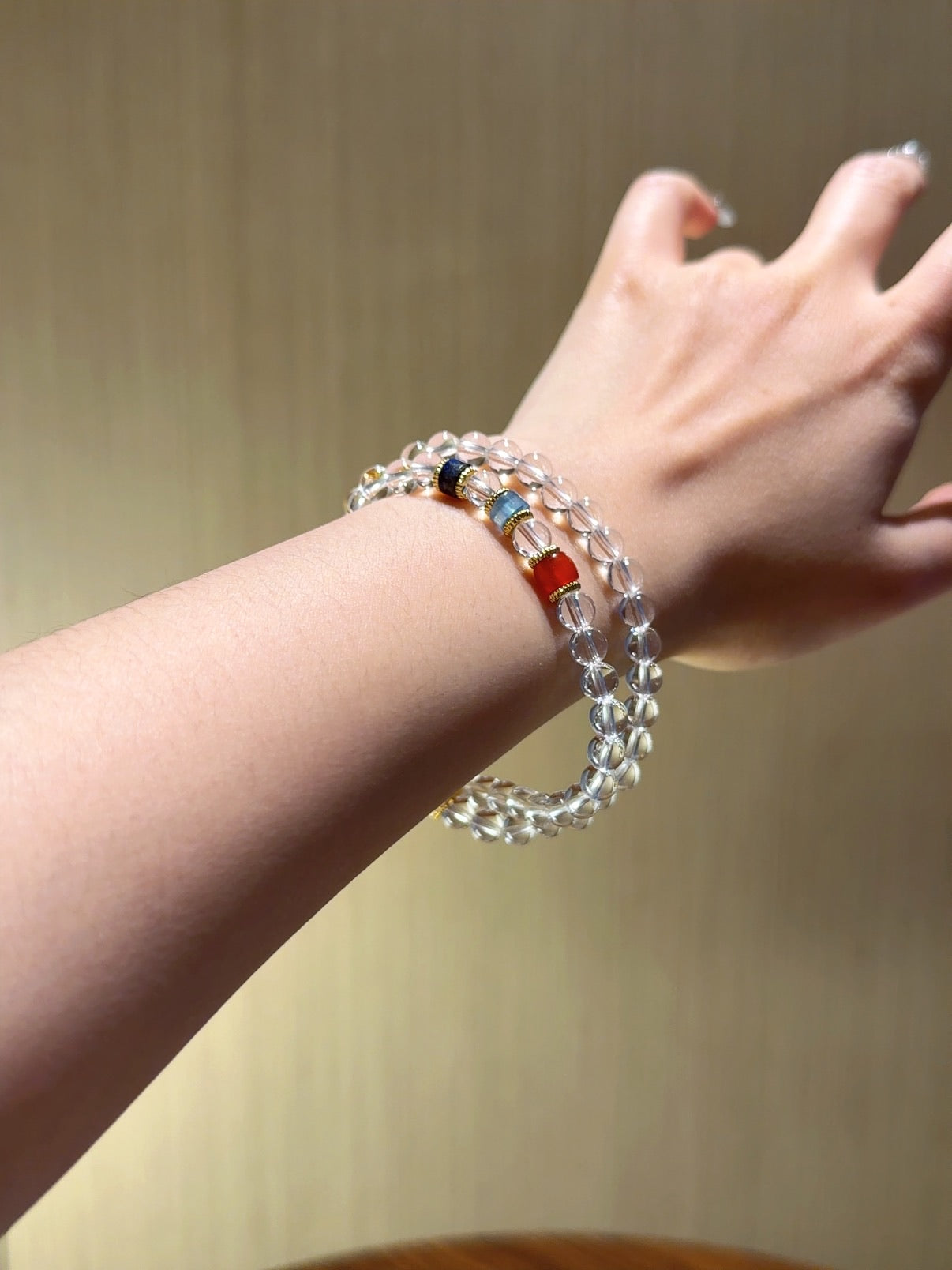Natural Red Agate Crystal Bracelet — Red Agate, Clear Quartz, Aquamarine | Handmade Crystal Jewelry