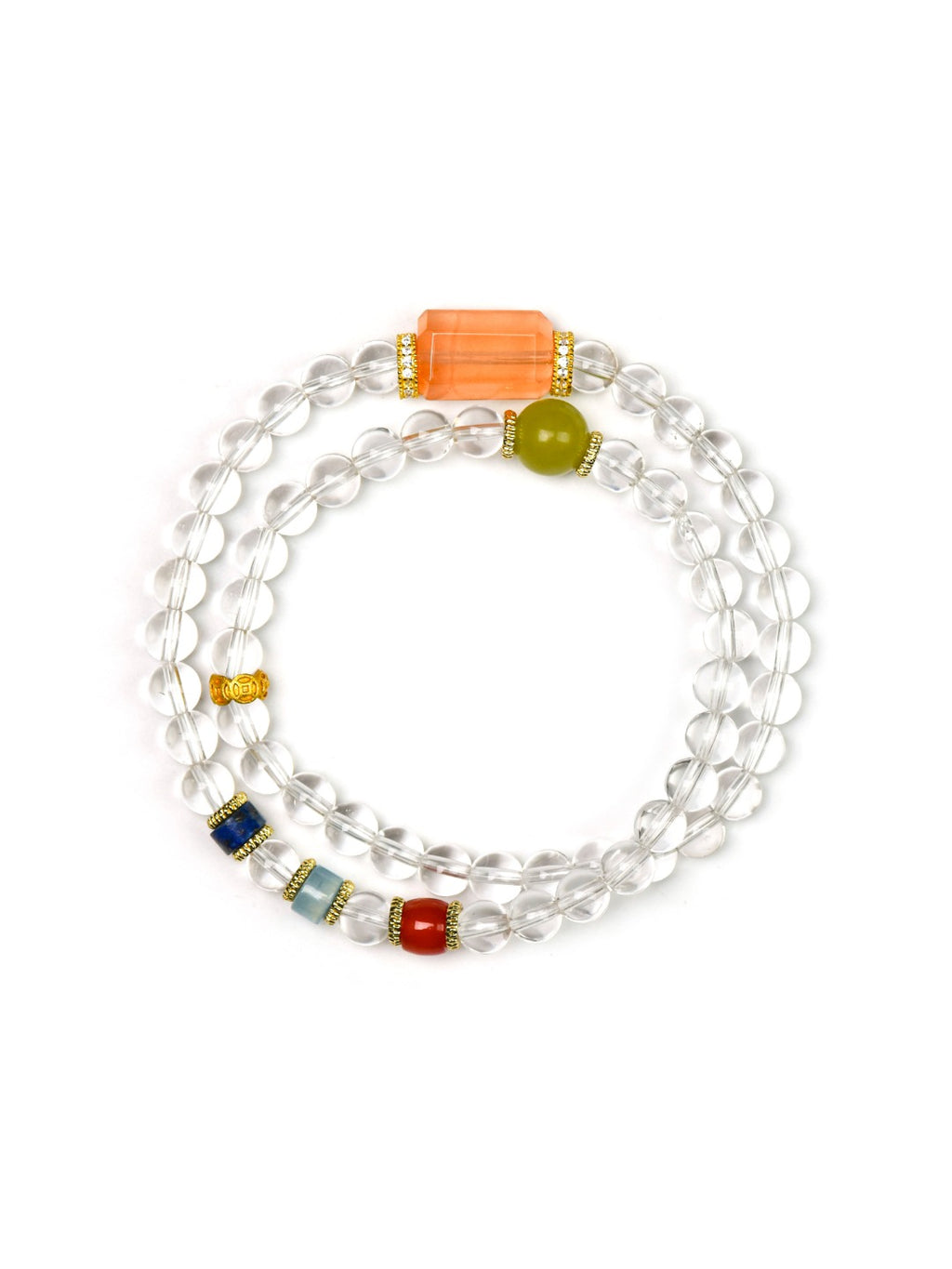 Natural Red Agate Crystal Bracelet — Red Agate, Clear Quartz, Aquamarine | Handmade Crystal Jewelry
