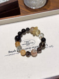 Natural Gold Sheen Obsidian Crystal Bracelet — Gold Sheen Obsidian, Citrine, Rabbit-Hair Quartz | Handmade Crystal Jewelry