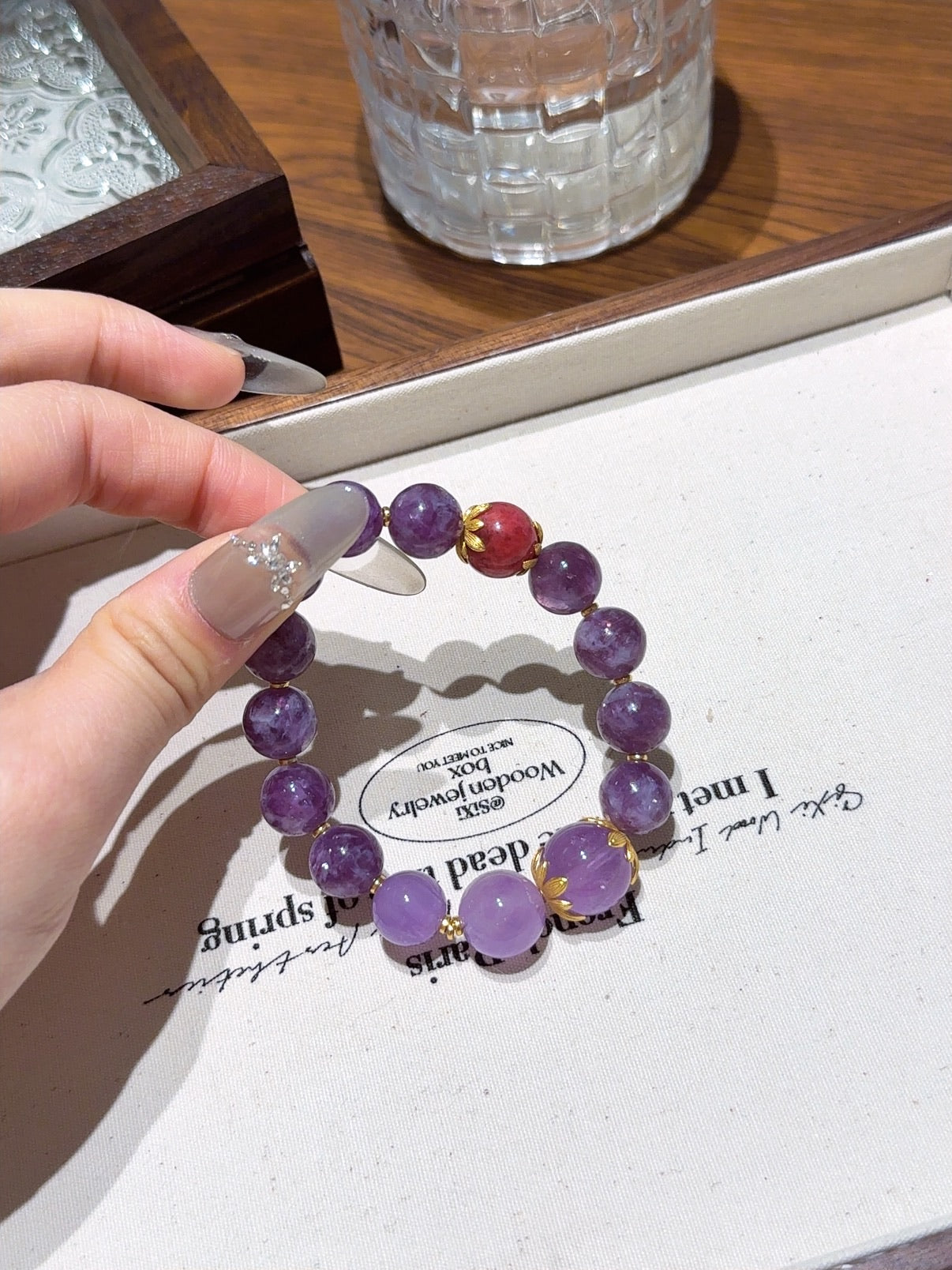 Natural Amethyst Crystal Bracelet — Amethyst, Lepidolite | Handmade Crystal Jewelry