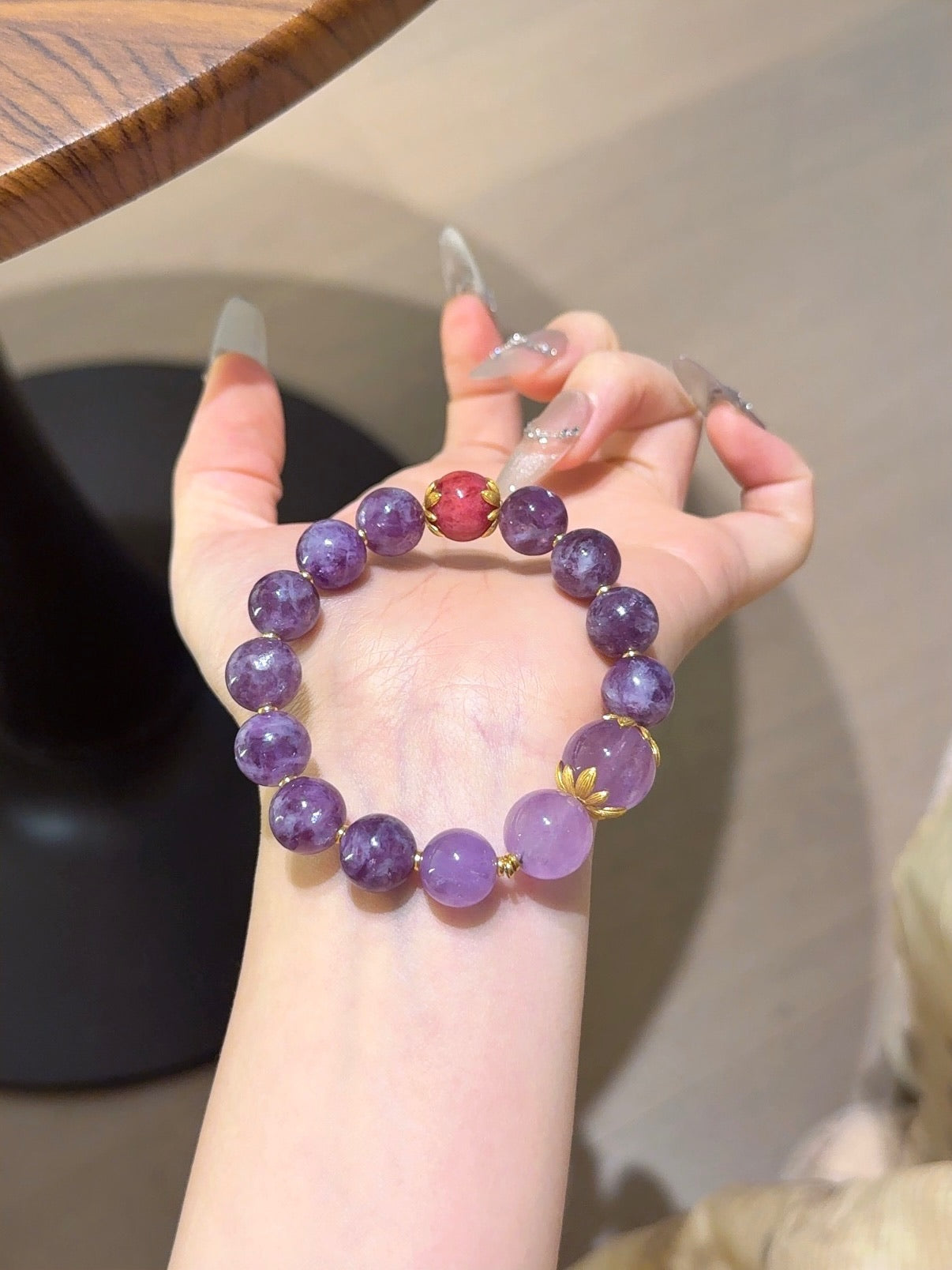 Natural Amethyst Crystal Bracelet — Amethyst, Lepidolite | Handmade Crystal Jewelry