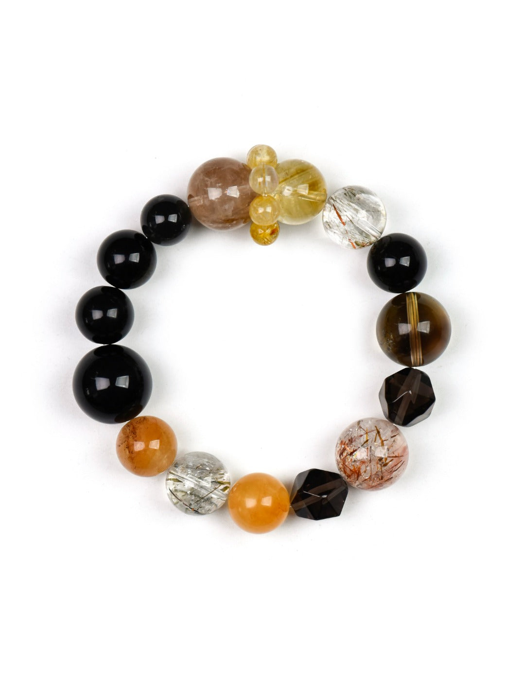 Natural Gold Sheen Obsidian Crystal Bracelet — Gold Sheen Obsidian, Citrine, Rabbit-Hair Quartz | Handmade Crystal Jewelry
